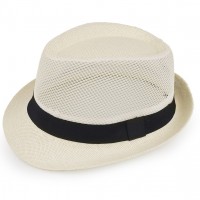 Letný klobúk / slamák unisex krémová svetlá